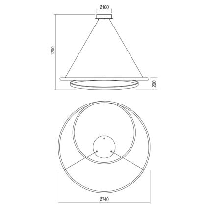 Redo 01-1796 - LED-Kronleuchter an Schnur TORSION LED/40W/230V