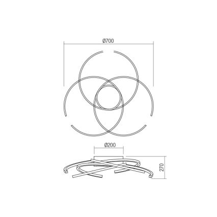 Redo 01-1801 - Dimmbare LED-Deckenleuchte ALIEN LED/60W/230V 3000K d 70 cm weiß