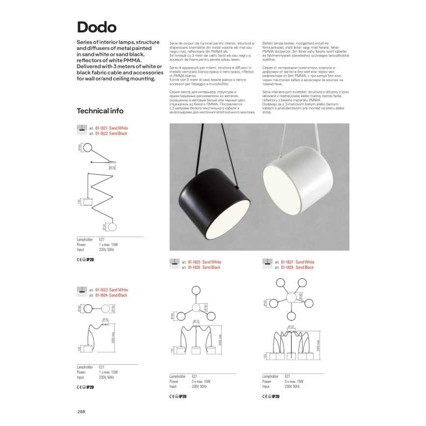 Redo 01-1826 - Hängeleuchte DODO 3xE27/15W/230V Spinne