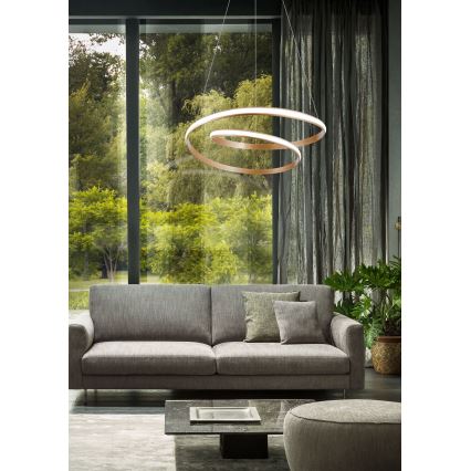 Redo 01-1891 - LED-dimmbare Hängeleuchte an Seil TORSION LED/35W/230V Ø 75 cm bronzefarben