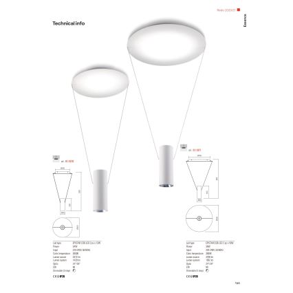Redo 01-1971 - Dimmbare LED-Hängeleuchte an Schnur ESSENCE LED/36W/230V CRI 90 3000K weiß