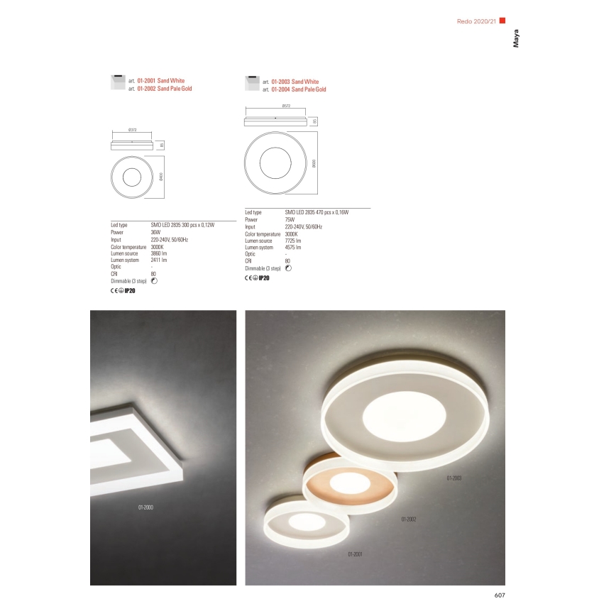 Redo 01-2004 - LED-dimmbare Deckenleuchte MAYA LED/75W/230V Ø 60 cm gold