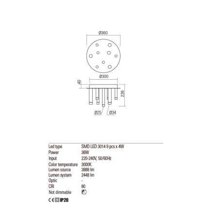 Redo 01-2040 - LED-Deckenleuchte MADISON 9xLED/4W/230V kupfern