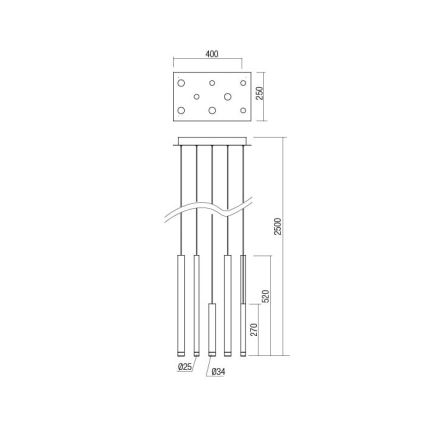 Redo 01-2046 - LED-Hängeleuchte an Schnur MADISON 8xLED/4W/230V golden