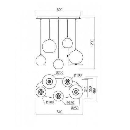 Redo 01-2080 - Hängeleuchte BOWL 5xE27/42W/230V kupfern
