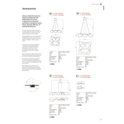 Redo 01-2110 - Dimmbare LED-Hängeleuchte an Schnur CORRAL LED/40W/230V 3000K golden