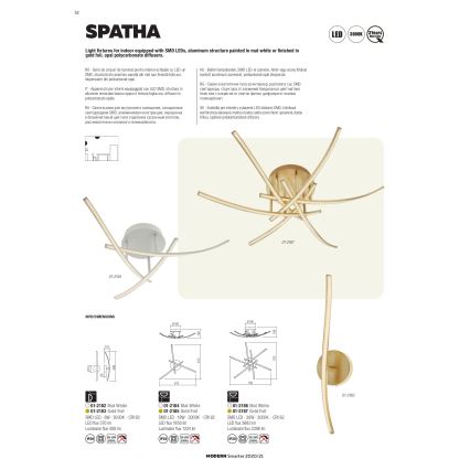 Redo 01-2187 - LED-Deckenleuchte SPATHA 6xLED/6W/230V 3000K golden