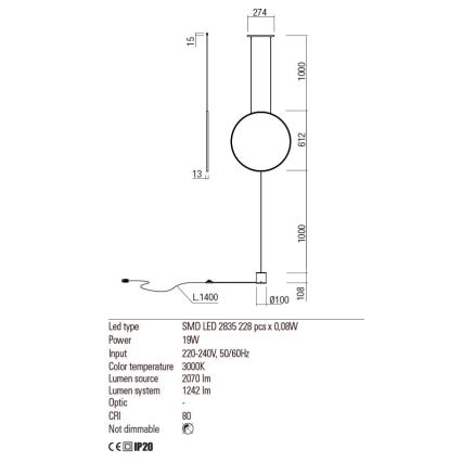 Redo 01-2197 - LED Stehlampe SLICK LED/19W/230V schwarz