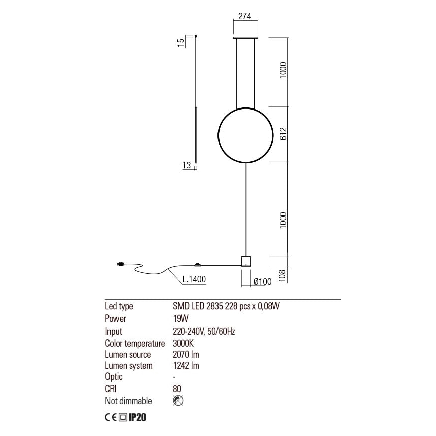 Redo 01-2197 - LED Stehlampe SLICK LED/19W/230V schwarz