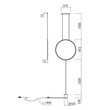Redo 01-2197 - LED Stehlampe SLICK LED/19W/230V schwarz