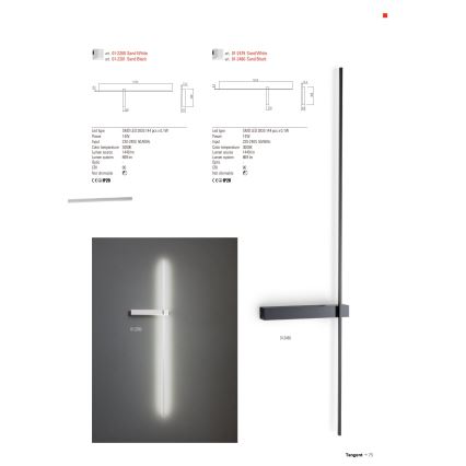 Redo 01-2200 - LED-Wandleuchte TANGENT LED/14W/230V 3000K 125,4 cm weiß