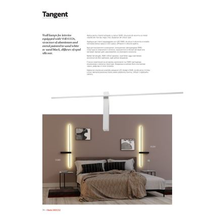 Redo 01-2201 - LED-Wandleuchte TANGENT LED/14W/230V schwarz