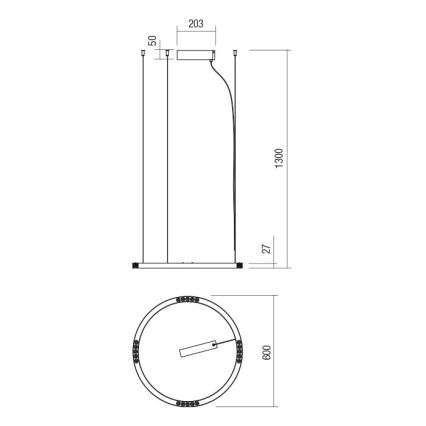 Redo 01-2202 - LED-Hängeleuchte an Schnur UNION LED/34W/230V 3000K d 60 cm weiß