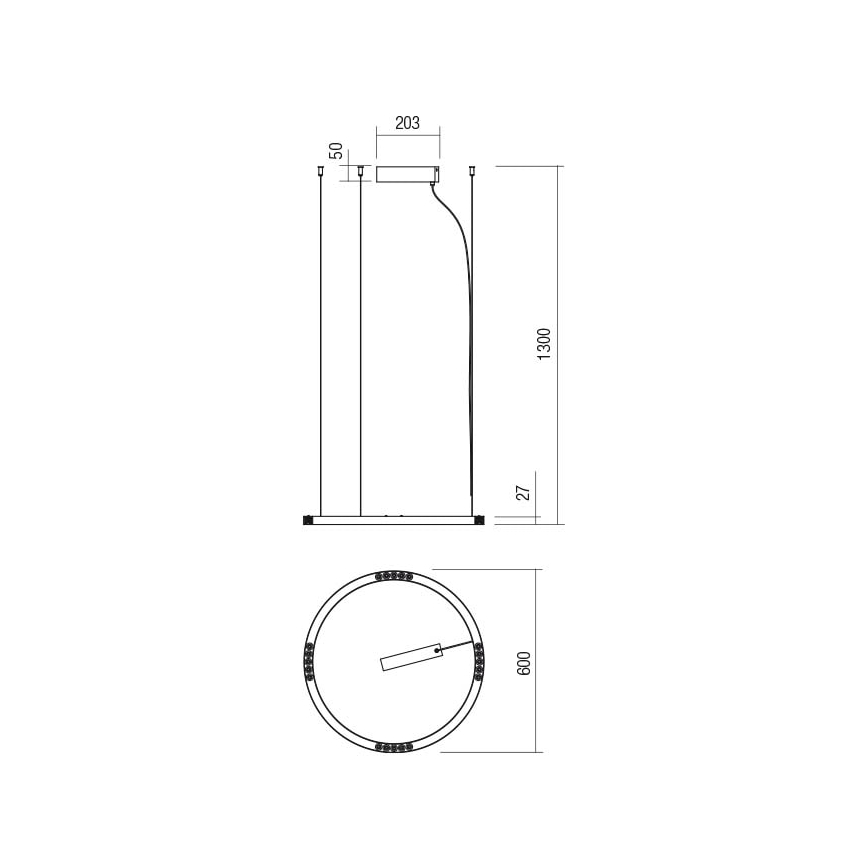 Redo 01-2202 - LED-Hängeleuchte an Schnur UNION LED/34W/230V CRI 90 3000K d 60 cm weiß