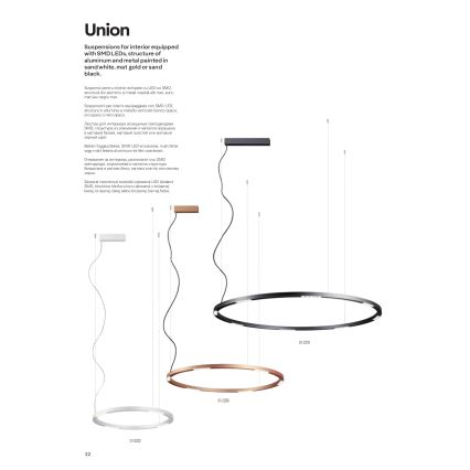 Redo 01-2203 - LED-Hängeleuchte an Schnur UNION LED/34W/230V CRI 90 3000K d 60 cm golden