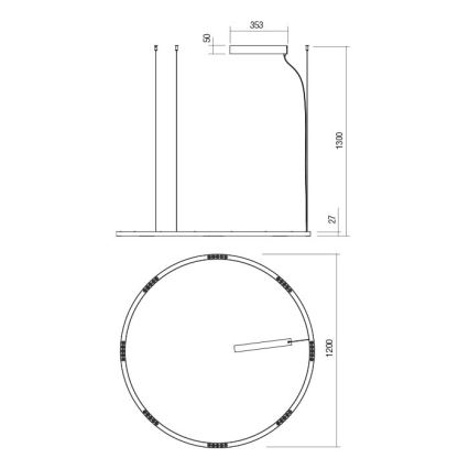 Redo 01-2208 - LED-Hängeleuchte an Schnur UNION LED/68W/230V 3000K d 120 cm weiß