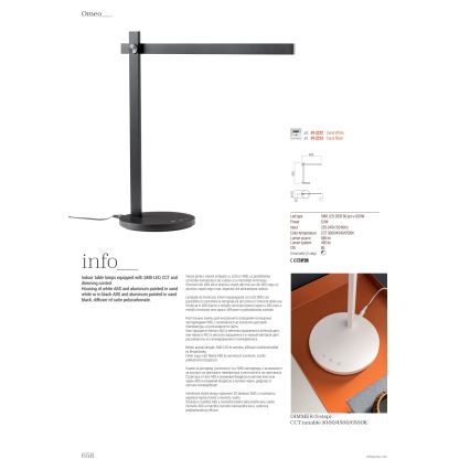 Redo 01-2212 - Dimmbare LED-Tischleuchte mit Touch-Funktion OMEO LED/5,5W/230V 3000/4500/6500K weiß