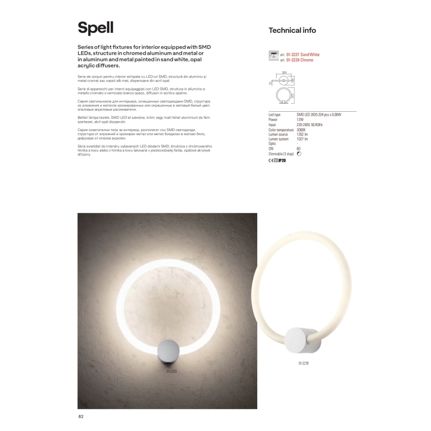 Redo 01-2221 - Dimmbare LED-Deckenleuchte SPELL LED/32W/230V weiß