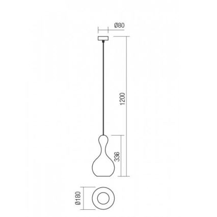 Redo 01-2256 - Hängeleuchte an Schnur LOB 1xE27/42W/230V d 18 cm grau