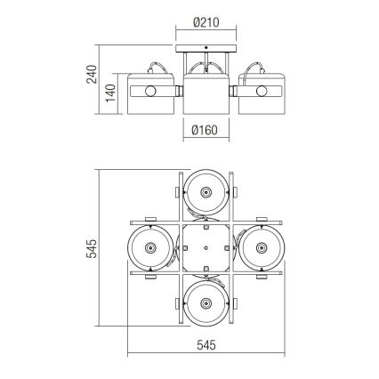 Redo 01-2401 - Aufsatzkronleuchter POOH 4xE27/42W/230V Buche