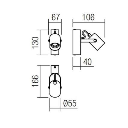 Redo 01-2415 - Wandbeleuchtung TAFFI 1xE27/42W/230V schwarz/Buche