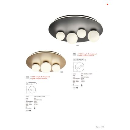 Redo 01-2466 - LED-Deckenleuchte CORUM LED/48W/230V 3000K CRI 90 schwarz