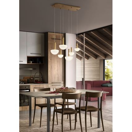 Redo 01-2476 - Pendelleuchte an Kabel LUMIEN 6xG9/10W/230V gold/weiß
