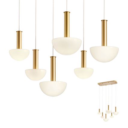 Redo 01-2476 - Pendelleuchte an Kabel LUMIEN 6xG9/10W/230V gold/weiß