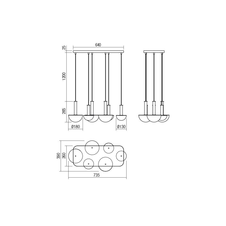 Redo 01-2476 - Pendelleuchte an Kabel LUMIEN 6xG9/10W/230V gold/weiß