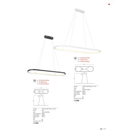 Redo 01-2523 - Dimmbare LED-Hängeleuchte LAP LED/32W/230V CRI 90 weiß