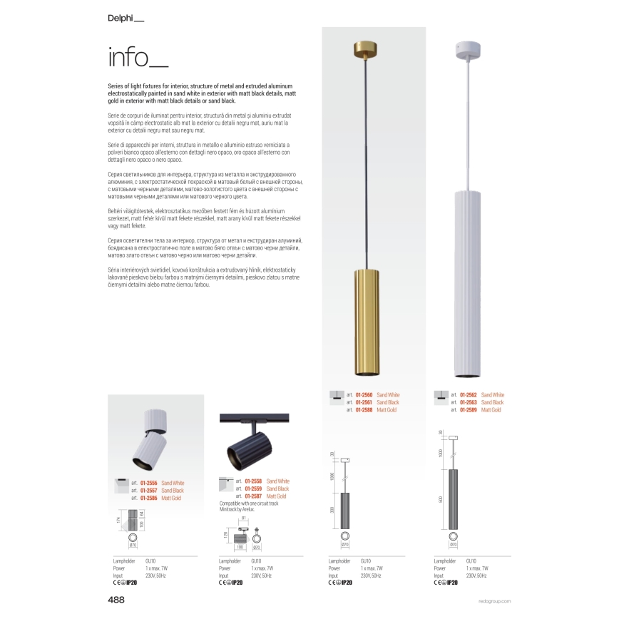 Redo 01-2549 - Wandspot DELPHI 1xGU10/7W/230V schwarz