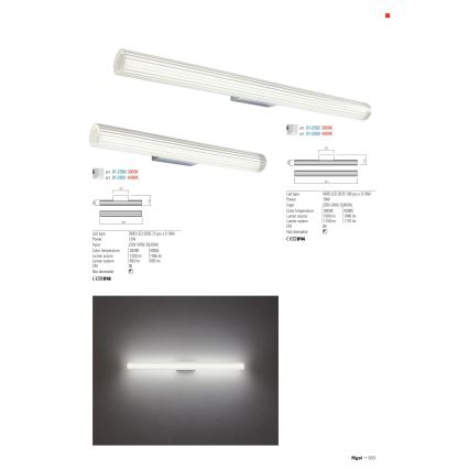 Redo 01-2591 - LED-Badspiegelleuchte RIGAL LED/12W/230V 60 cm CRI 90 IP44 Hochglanzchrom/Weiß