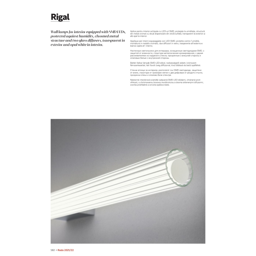 Redo 01-2593 - LED-Spiegelleuchte für das Badezimmer RIGAL LED/18W/230V 91 cm CRI 90 IP44 glänzender Chrom/weiß