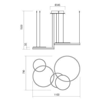 Redo 01-2610 - Dimmbarer LED-Kronleuchter an Aufhängung SIGUA LED/114W/230V CRI 90 3000K braun