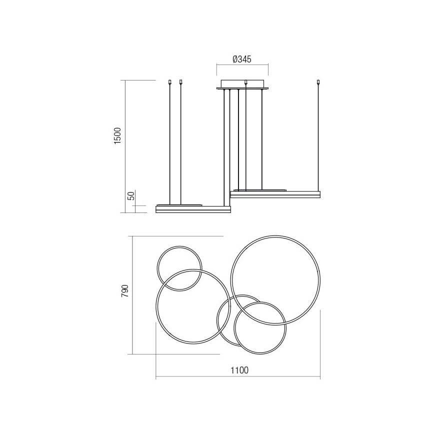 Redo 01-2610 - Dimmbarer LED-Kronleuchter an Aufhängung SIGUA LED/114W/230V CRI 90 3000K braun