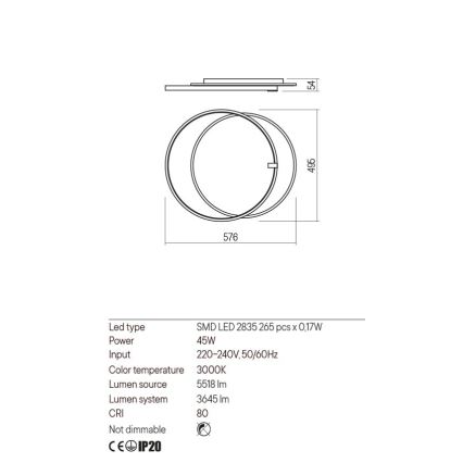 Redo 01-2660 - LED-Deckenleuchte ARP LED/45W/230V schwarz