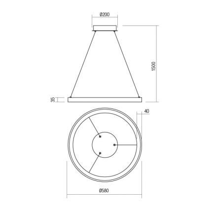 Redo 01-2673 - Dimmbare LED-Hängeleuchte an Schnur ICONIC LED/50W/230V d 58 cm golden