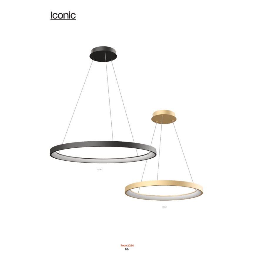 Redo 01-2676 - Dimmbare LED-Hängeleuchte an Schnur ICONIC LED/60W/230V d 78 cm golden