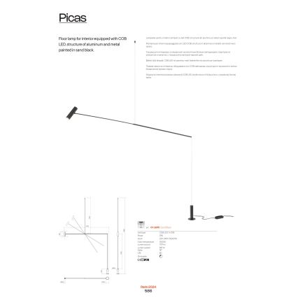 Redo 01-2695 - Dimmbare LED-Stehlampe PICAS LED/12W/230V schwarz