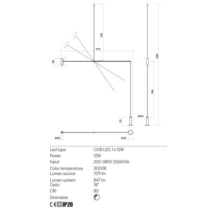 Redo 01-2695 - Dimmbare LED-Stehlampe PICAS LED/12W/230V schwarz