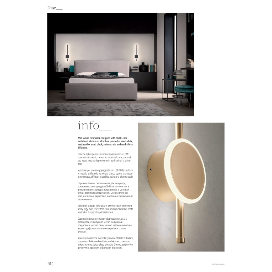 Redo 01-2699 - LED-Wandleuchte DIAZ LED/18W/230V CRI 90 weiß
