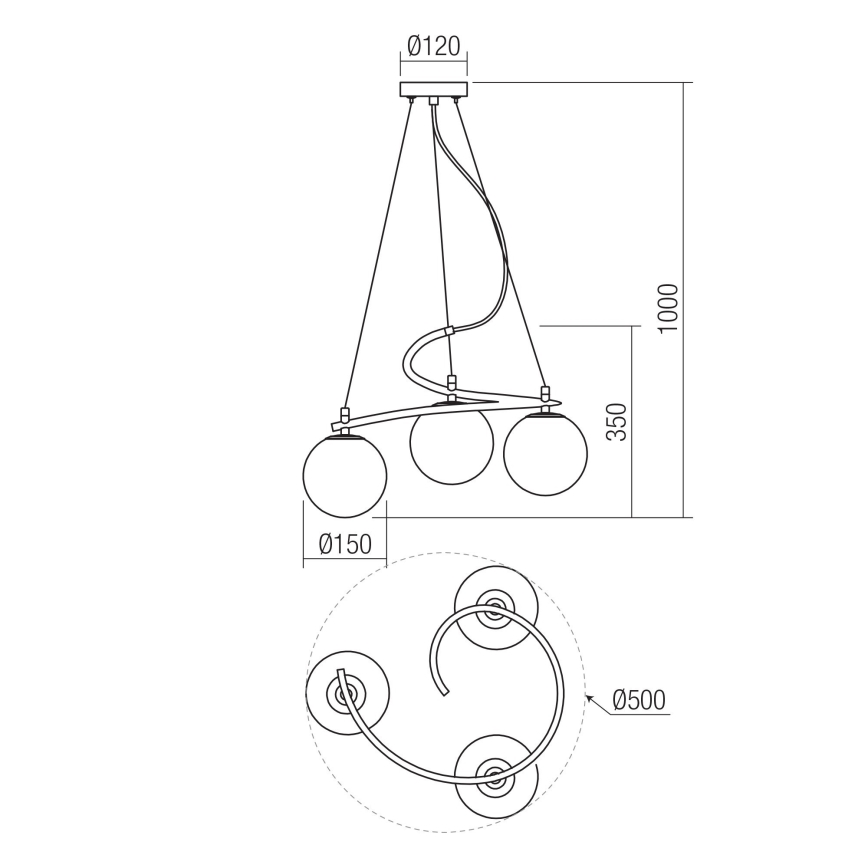 Redo 01-2716 - Hängeleuchte an Schnur VOLLEY 3xE14/28W/230V schwarz