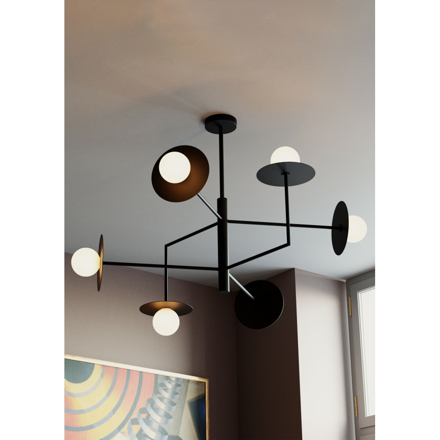 Redo 01-2734 - Deckenleuchte an Stange PLATO 6xG9/10W/230V schwarz