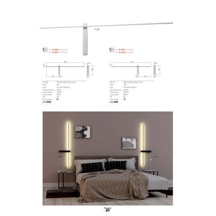 Redo 01-2746 - LED-Wandleuchte TANGENT LED/13W/230V 3000K 63,4 cm CRI 90 weiß