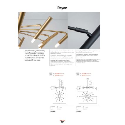 Redo 01-2776 - Deckenleuchte an Stange RAYEN 16xG9/10W/230V bronzen