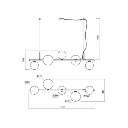 Redo 01-2779 - Deckenleuchte an Stange ROY 5xG9/10W/230V