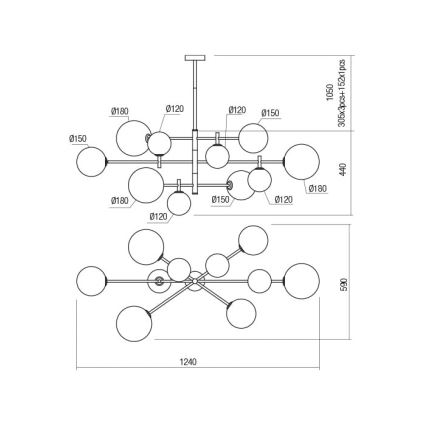 Redo 01-2781 - Deckenleuchte an Stange ROY 10xG9/10W/230V