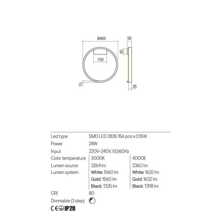 Redo 01-2819 - Dimmbare LED-Wandleuchte FEBE LED/24W/230V schwarz