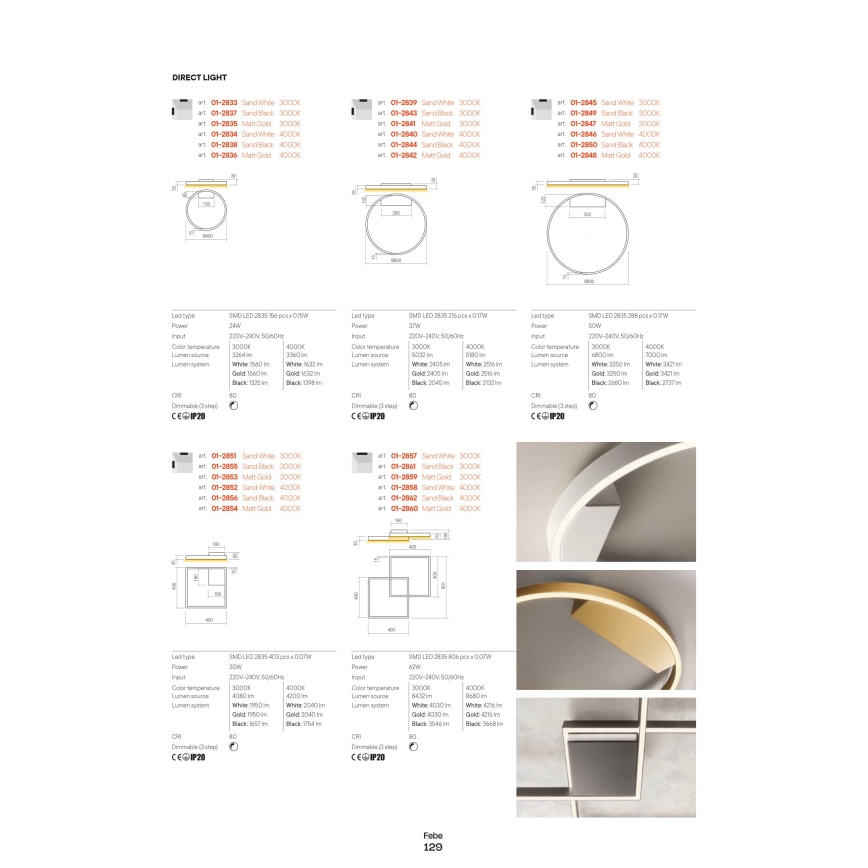 Redo 01-2835 - Dimmbare LED-Wandleuchte FEBE LED/24W/230V gold