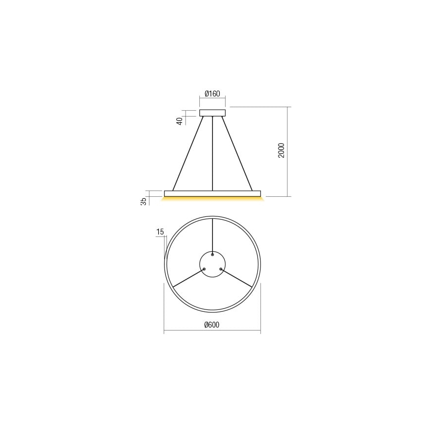 Redo 01-2865 - LED-dimmbare Seilpendelleuchte FEBE LED/37W/230V goldfarben